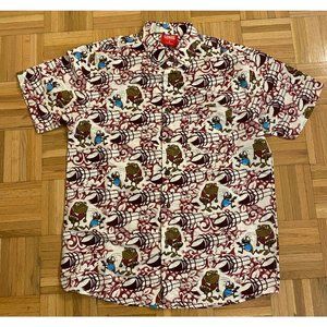 Lowes Australia Mens Football Monster Themed Graphic Hawaiian Shirt Fits Large